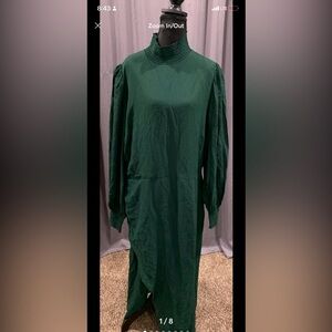 Reformation Dark Green Long Sleeve Dress NWOT